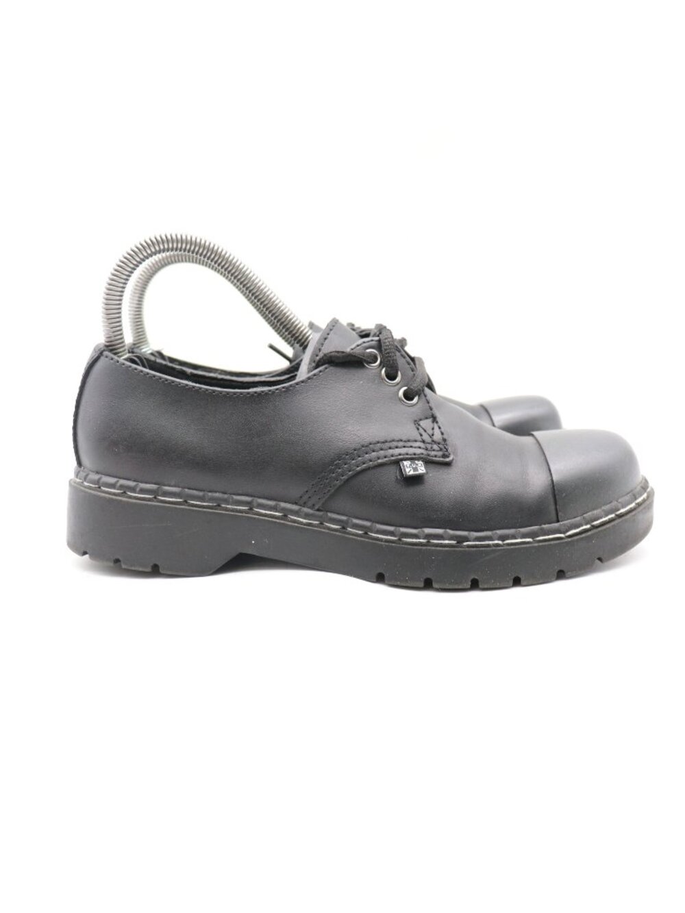 TUK  Black Leather Shoes Women's 8 Men's 6 Lace Up Steel Toe Casual Shoes